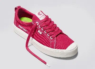 Cariuma Oca Low Pantone Viva Magenta Canvas Contrast Thread Sneaker Men In Pantone Viva Magenta