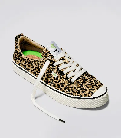 Shop Cariuma Oca Low Stripe Leopard Print Canvas Sneaker Women