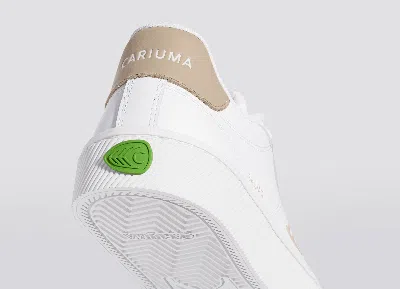 Cariuma Salvas White Leather Shifting Sand Logo Sneaker Men In White/shifting Sand