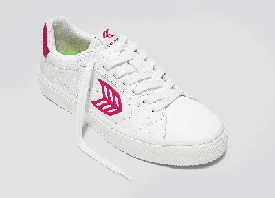 Cariuma Salvas White Premium Leather Jazzy Pink Logo Sneaker Men In White/jazzy Pink