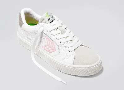 Shop Cariuma Salvas White Premium Leather Vintage White Suede Rose Logo Sneaker Women In White Premium Leather/rose