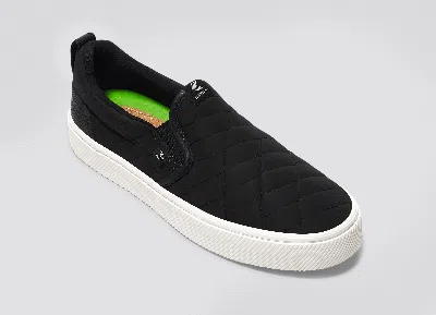 Shop Cariuma Slip-on Quilt Black Premium Leather Sneaker Women