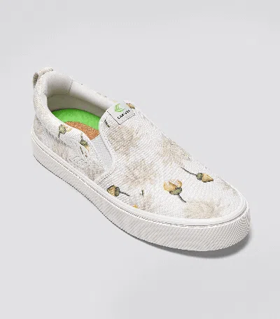 Shop Cariuma Slip-on White Canvas Giant Lilies Sneaker Women In White Giant Lilies