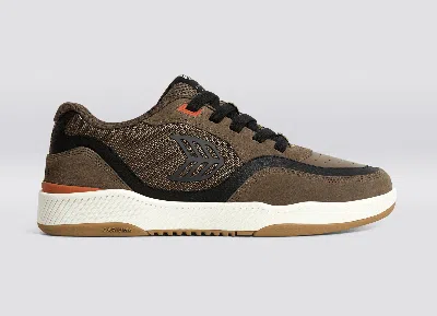 Cariuma Uba Pro Dark Khaki Suede And Mesh Black Logo Sneaker Men In Dark Khaki/black