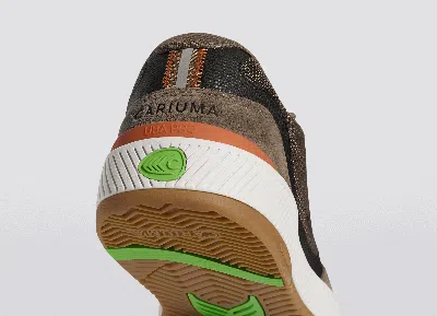Cariuma Uba Pro Dark Khaki Suede And Mesh Black Logo Sneaker Men In Dark Khaki/black