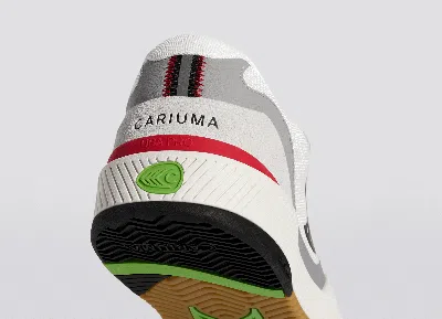 Shop Cariuma Uba Pro Smoke White Suede Off-white Mesh Black Logo Red Sneaker Women In Off-white Smoke/black