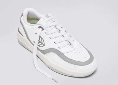 Shop Cariuma Uba White Premium Leather Onyx Grey Logo Sneaker Women In White/onyx Grey