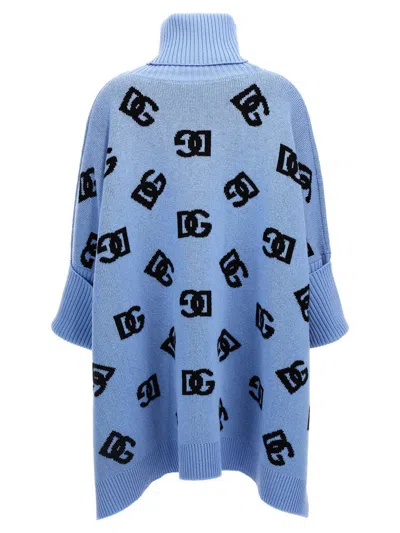 Shop Dolce & Gabbana Jacquard Logo Poncho In Blue