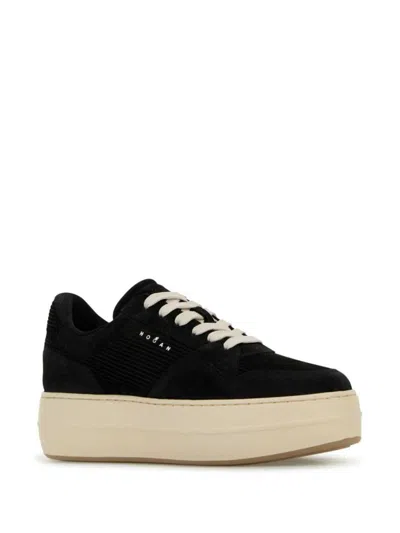 Hogan Skyscraper Suede Platform Sneakers In Black