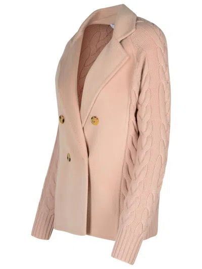 Shop Max Mara 'kitty' Pink Wool Blend Cardigan