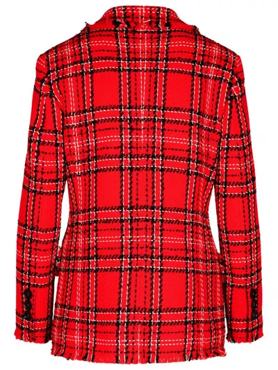 Msgm Check Double-breasted Blazer In Red
