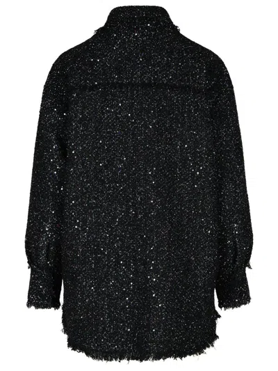 Shop Msgm Black Wool Blend Shirt