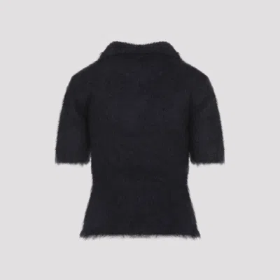 Marni Fuzzy Short Sleeve Sweater In Blue
