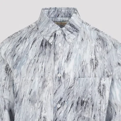 Marni Patterned Shirt With Collar And Pocket In Grey
