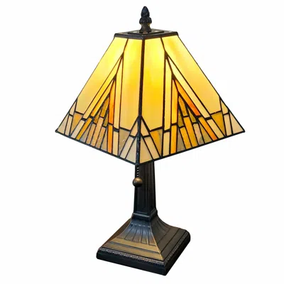Homezia 15" Dark Brown Metal Candlestick Table Lamp With Beige Shade