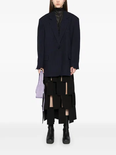 Pushbutton Raw Edge Jacket In Blue