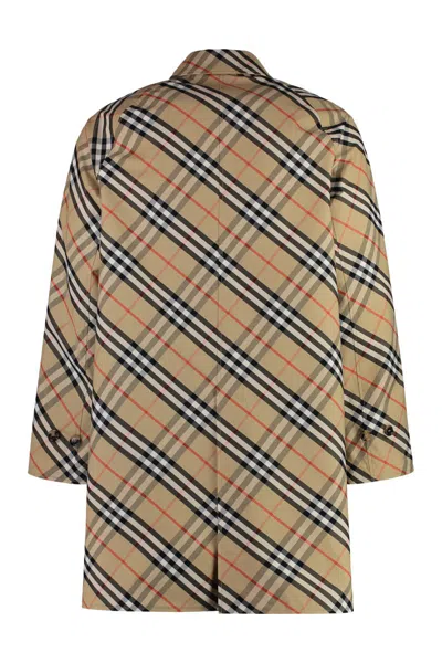 Burberry Reversible Cotton Gabardine Coat With Iconic Motif In Beige