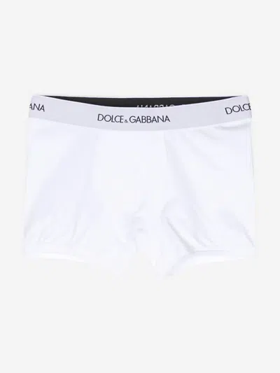 Dolce & Gabbana Boys 2 Pack Boxer Shorts Set In White