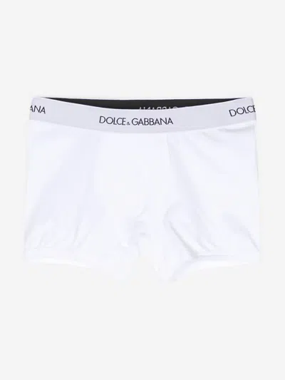Dolce & Gabbana Boys 2 Pack Boxer Shorts Set In White