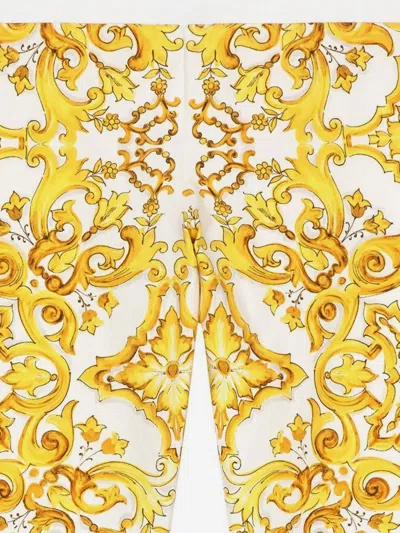 Dolce & Gabbana Girls Maiolica Print Leggings In Yellow