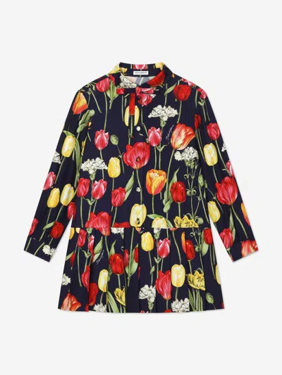 Dolce & Gabbana Girls Tulip Print Dress In Multicoloured