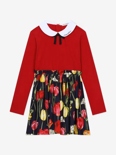 Dolce & Gabbana Girls Tulip Dress In Red