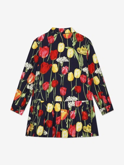 Dolce & Gabbana Girls Tulip Print Dress In Multicoloured