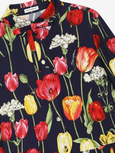 Dolce & Gabbana Girls Tulip Print Dress In Multicoloured