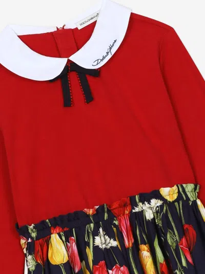 Dolce & Gabbana Girls Tulip Dress In Red