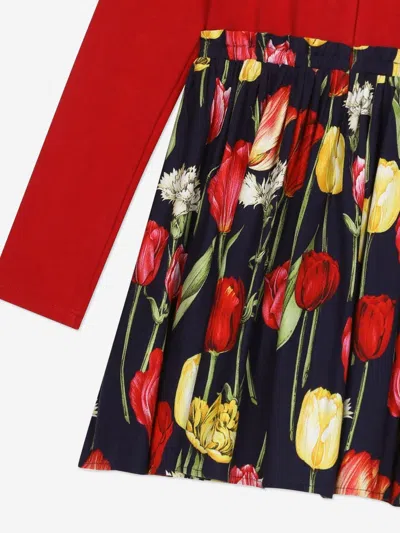 Dolce & Gabbana Girls Tulip Dress In Red
