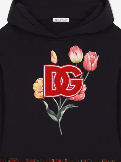 Dolce & Gabbana Girls Tartan Tulip Sweater Dress In Multicoloured
