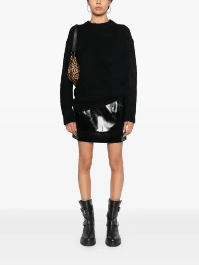 P.a.r.o.s.h Parosh Black Mohair Blend Crew Neck Sweater In Black