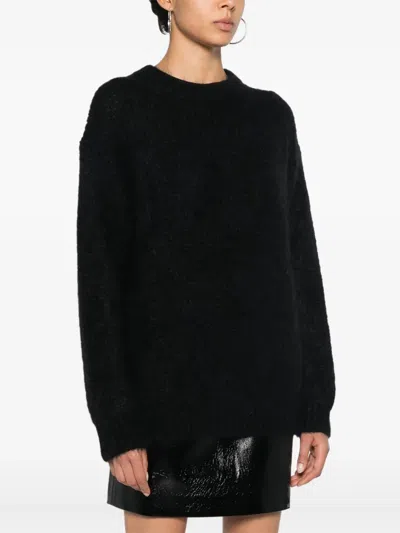 P.a.r.o.s.h Parosh Black Mohair Blend Crew Neck Sweater In Black