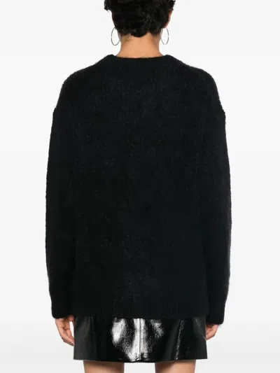 P.a.r.o.s.h Parosh Black Mohair Blend Crew Neck Sweater In Black