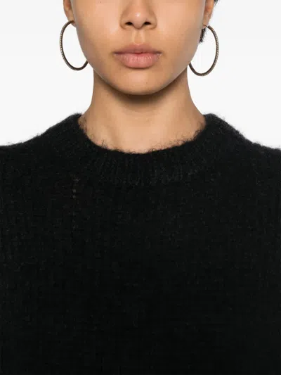P.a.r.o.s.h Parosh Black Mohair Blend Crew Neck Sweater In Black