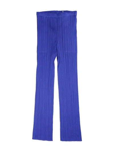 Issey Miyake Fully-pleated Flared Trousers In Blue