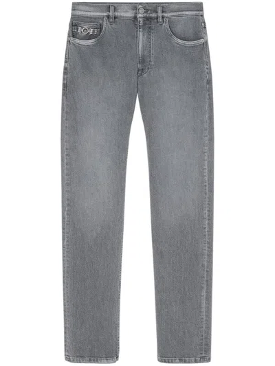 Shop Versace Pant Denim Denim Black Wash S.stone Wash Gray Clothing In Grey