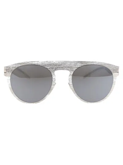 Shop Mykita Sunglasses In 354 Silver White Pine Brown Flash