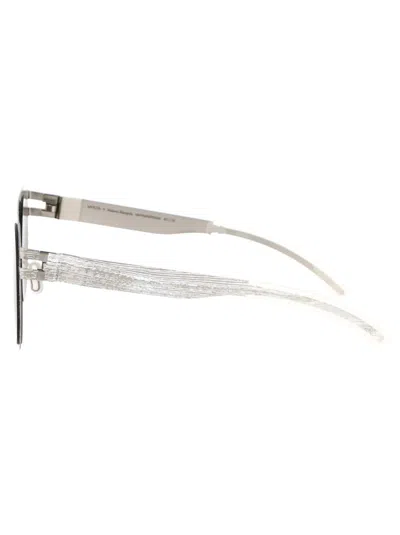 Mykita Sunglasses In 354 Silver White Pine Brown Flash