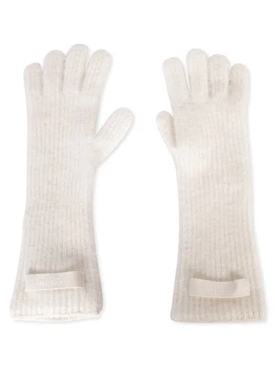 Jacquemus Grosgrain Wool Gloves In White