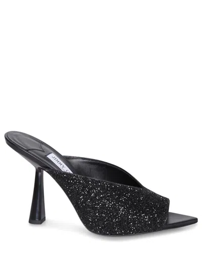 Jimmy Choo Maryanne 100 Glittered Mules In Black