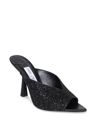 Jimmy Choo Maryanne 100 Glittered Mules In Black