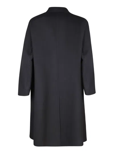Lardini Collared Wool Coat Featuring Side Pockets In Black