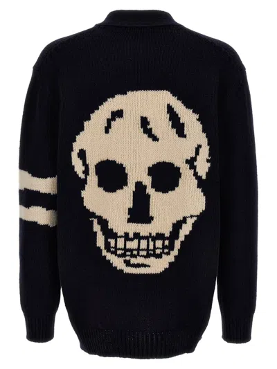 Shop Alexander Mcqueen 'skull' Cardigan In Blue