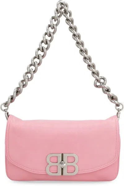 Shop Balenciaga Flap Bb Soft Leather Crossbody Bag In Pink