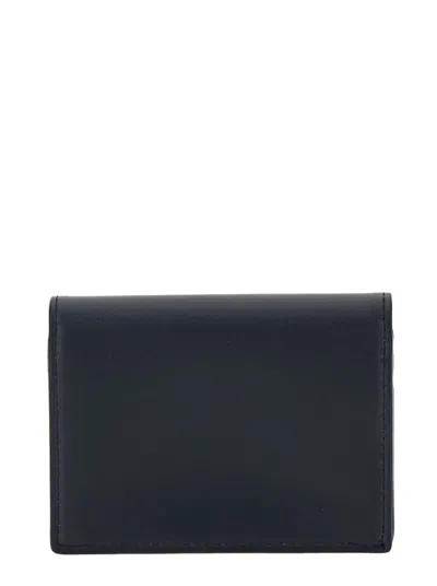 Dolce & Gabbana Dolce&gabbana Black Leather Bi Fold Wallet With Logo In Blue