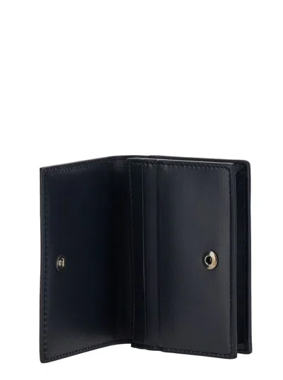 Dolce & Gabbana Dolce&gabbana Black Leather Bi Fold Wallet With Logo In Blue