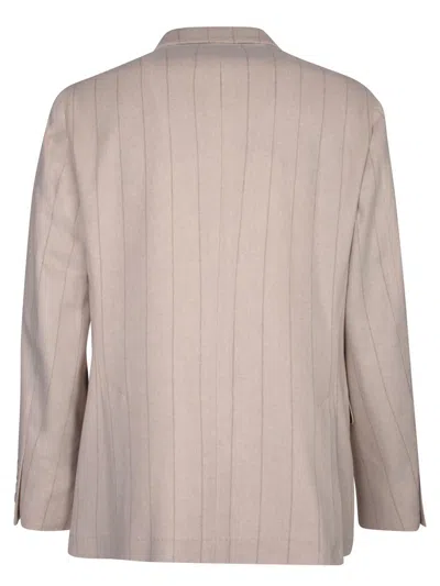 Brunello Cucinelli Beige Flannel Jacket In Beige