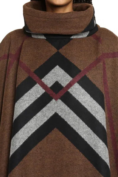 Shop Burberry Cashmere Cape-coat In Multicolor