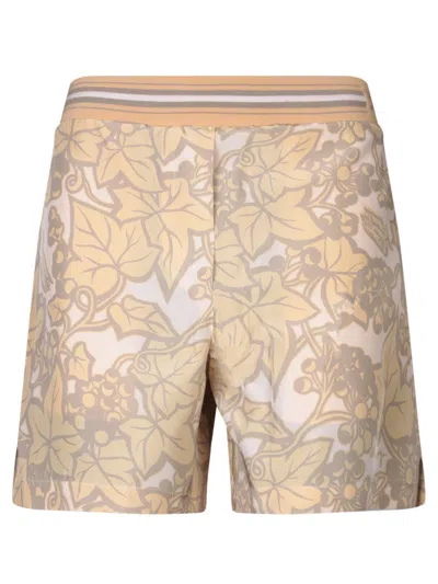 Burberry Beige Silk Shorts With Print In Beige